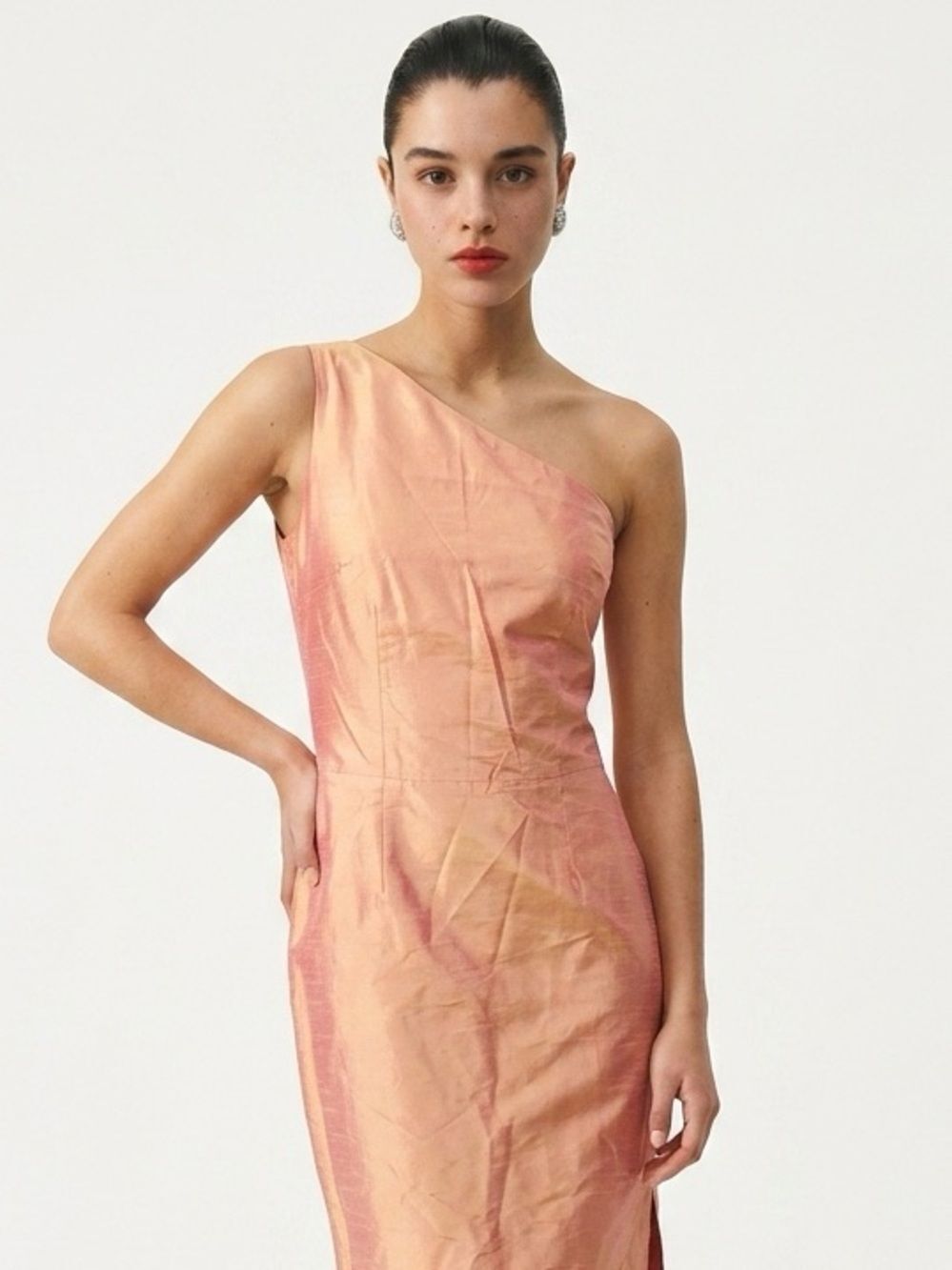 SIRI | Silk Iridescent Asymmetrical Cocktail Dress One Shoulder Women’s Size 10